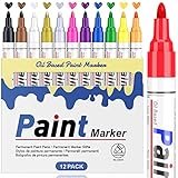 Permanent Marker Wasserfeste Stifte set: 12 Farben zum Steine Bemalen...