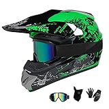 UIGJIOG MTB Helm Fullface Kinder,Motorradhelm Grün und Orange Erwachsener...