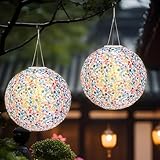 KUWUNG Solar Lampions Außen Wetterfest, 2 Stück 12 Zoll Außen Hängend...