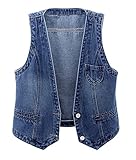 CYSTYLE Damen Jeansweste übergröße Denim Jacke Ärmellos Beiläufige...