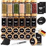 Deco Haus® Gewürzgläser eckig mit Holzdeckel 24er Set [+ Etiketten &...