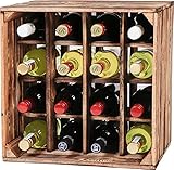 LAUBLUST Großes Vintage Weinregal - ca. 40x40x29cm, Holz Geflammt -...