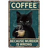 GLOBLELAND Kaffee Katze Vintage Metall Eisen Schild Plakette Poster Retro...