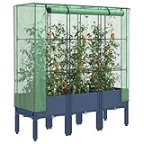 Hommdiy Hochbeet mit Gewächshaus-Aufsatz Rattan-Optik 120x40x140 cm
