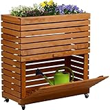 dobar® Großes Hochbeet Rolla aus Massivholz Gr. L mit Rollen - Erhöhtes...