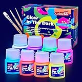 colozoo Glow in the Dark Acryl Farben Set | 8x20ml Fluoreszierende Farbe +...