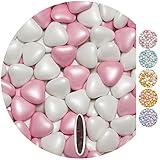 EinsSein 1kg Schokoherzen Dragees Mix medium weiss-rosa pearl Gastgeschenke...
