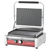 EGGKITPO Kommerzieller Panini-Pressegrill mit Schlitzplatten, elektrischer...