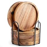 WLWNWFT Untersetzer Holz Rund für Gläser 6er Set, Untersetzer aus...
