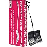 Große Schneeschaufel 46 cm breit mit ergonomischem Aluminium-Stiel und...