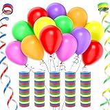 Septeamay 5 Rollen Luftschlangen Regenbogen + 30pcs Luftballons,...