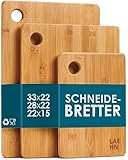 Schneidebrett Holz (3er Set) - 3 Extra Dicke Bambus-Schneidebretter - 33 x...