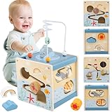 Ecofocet Motorikwürfel ab 1 Jahr aus Holz – 6 in 1 Motorikspielzeug Baby...