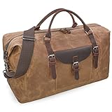 Reisetaschen Herren Leder Wasserdicht Canvas Weekender Tasche Großen...