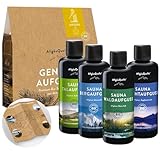 AllgäuQuelle® Saunaaufguss Set Bio 4er Sauna Zubehör 4x100ml Sauna...