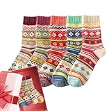 Moxeupon Wintersocken für Damen, Vintage, lässig, aus Strick, Winter,...
