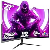 Gawfolk 27 Zoll Curved Gaming Monitor 165Hz/ 180Hz, PC Bildschirm Full HD...