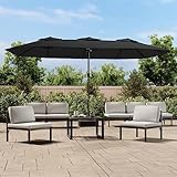 UJCHVHN Lawn & Garden Doppelkopf-Sonnenschirm schwarz 449x245 cm Outdoor...