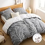 BEDSURE Bettwäsche 135x200 Baumwolle 4teilig - Bettwäsche-Sets Grau...