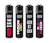 Clipper Feuerzeuge, Set mit 4 Stück, außergewöhnliche Motive (FFX...