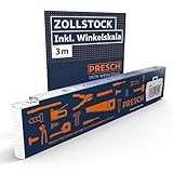 Presch Zollstock 3m mit Winkelfunktion - Holz - Blau - Große & sehr gut...