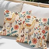 Kissenbezug 40 x 40 cm,Outdoor Kissen Alpaka 2er Set Linen...