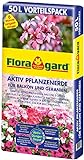 Floragard Aktiv Pflanzenerde für Balkon und Geranien 50 Liter - mit 6...