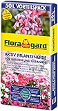 Floragard Aktiv Pflanzenerde für Balkon und Geranien 50 Liter - mit 6...