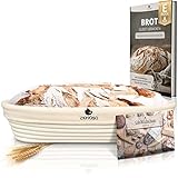 Exitoso Gärkörbchen oval 1kg aus Peddigrohr Ø35cm - Beige inkl. (E-Book...