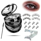 Magnetische Wimpern Set – 4 Paare Magnet Wimpern Natürlich Look mit...