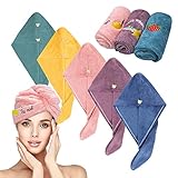 Sporgo 5 Stück Haarturban Kopfhandtuch, Turban Handtuch mit Knopf,...