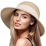 VIFUUR Damen Strohhüte Breiter Rand Sommervisier Strand Sonnenhut...