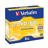Verbatim DVD+RW 4x Speed 4,7GB Jewel Case 5er Pack DVD-Rohlinge