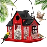 Großkapazität Outdoor Vogelhäuschen Mit Doppelter Suet Käfig Solarkraft...