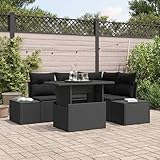 Tidyard 5-teiliges Garten Sofa Set mit Kissen Schwarz Poly Rattan, Outdoor...