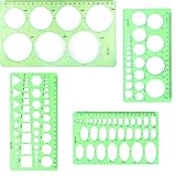 LEOUEANR Kreisschablonen-Set, grünes geometrisches Zeichenwerkzeug und...