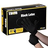 ABENA THOR Black Latexhandschuhe 100 Stück (Größe M) | Schwarze...