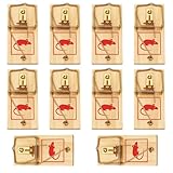 10er Set Mausefalle Holz - Sofort Wirkende Schlagfallen für Mäuse -...