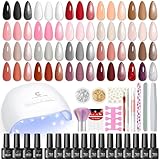PEACECOLOR 44PCS UV Nagellack Set mit UV/LED Nagellampe, 22 Farben Gel...