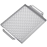 onlyfire Grillschale Edelstahl, Grillkorb mit Tragegriffen, Rechteckiger...