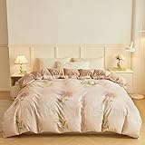 LYJKLST Bettwäsche 220x240 3teilig Bettbezug Blumenmuster -...