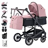Daliya® NEOMOVE 3in1 Kinderwagen, Buggy & i-Size Babyschale (Schwarz-Rosa)