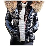 Generisch Daunenjacke Damen Winter Kurz Glänzend Steppjacke Damen Leicht...