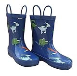 Foxfire for Kids Dark Blue with Dinosaurs Rubber Boots Size 10