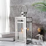 TRIROCKS Set Aus 3 Edelstahl Kerzenlaternen 48 cm Hoch Metallkerzenhalter...