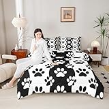 Manfei Kinder-Bettwäsche-Set mit Hundepfoten-Aufdruck, King-Size-Größe,...