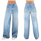 Weite Jeanshose Damen Bootcut,Y2K Low Waist Jeans Damen Baggy,Sommer Wide...