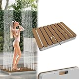 Froadp Gartendusche Campingdusche Aluminium & WPC Bodendusche Holzfarbe...