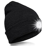 SPGOOD LED Beanie Beleuchtete Mütze mit Licht,Wiederaufladbare USB Winter...