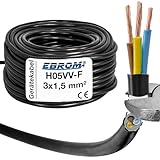 Schlauchleitung Gerätekabel H05VV-F 3G1,5 mm² - 3x1,5 mm² - schwarz -...
